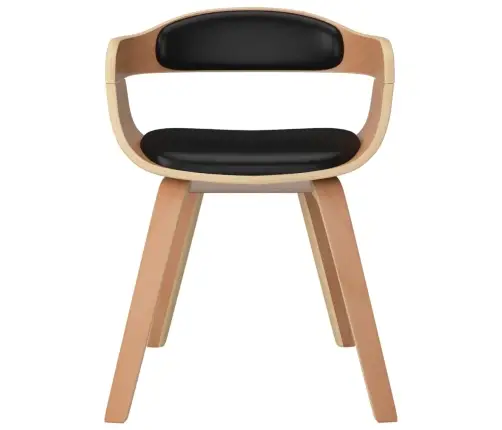 Virtuves Krēsli, 4 Gab., Liekts Koks Un Melna Mākslīgā Āda Vidaxl