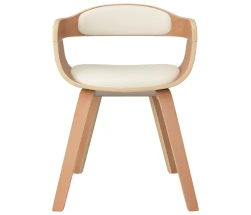 Valgomojo Kėdės, 4Vnt., Kreminės, Lenkta Mediena/Dirbtinė Oda