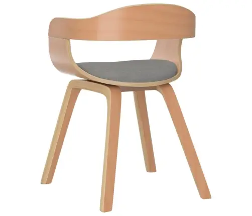 Virtuves Krēsli, 4 Gab., Liekts Koks Un Pelēkbrūns Audums Vidaxl