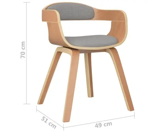 Virtuves Krēsli, 4 Gab., Liekts Koks Un Pelēkbrūns Audums Vidaxl