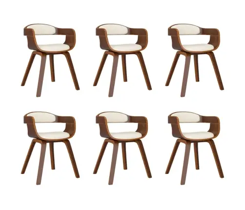 Söögitoolid 6 Tk, Kreemjas, Painutatud Puit Ja Kunstnahk