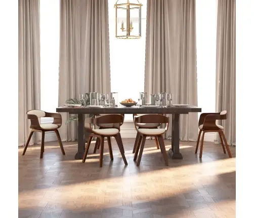 Söögitoolid 6 Tk, Kreemjas, Painutatud Puit Ja Kunstnahk