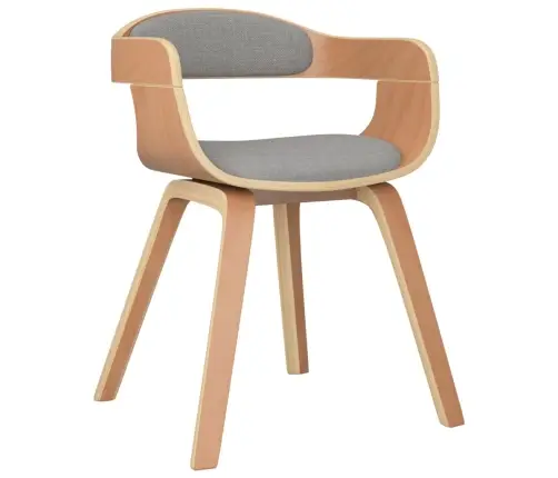 Virtuves Krēsli, 6 Gab., Liekts Koks Un Pelēkbrūns Audums Vidaxl