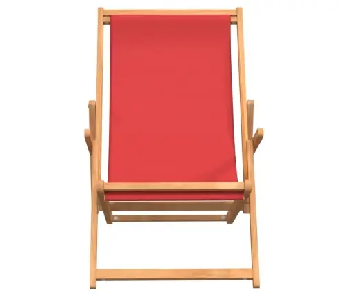 Saliekams Pludmales Krēsls, Masīvs Tīkkoks, Sarkans Vidaxl