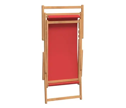 Saliekams Pludmales Krēsls, Masīvs Tīkkoks, Sarkans Vidaxl