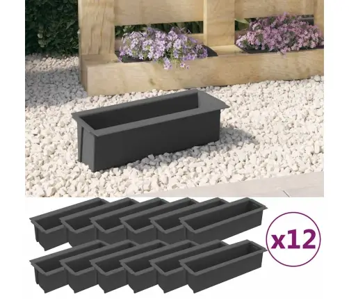 Puķu Kastes Palešu Mēbelēm, 12 Gab., Pelēkas, 36X13,5X9,5 Cm Vidaxl