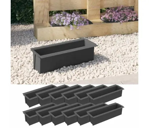 Puķu Kastes Palešu Mēbelēm, 12 Gab., Pelēkas, 36X13,5X9,5 Cm Vidaxl