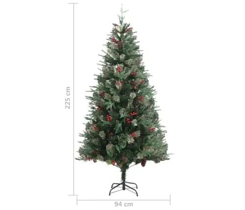 Ziemassvētku Egle Ar Čiekuriem, Zaļa, 225 Cm, Pvc, Pe Vidaxl