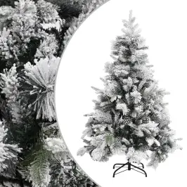 Ziemassvētku Egle Ar Čiekuriem Un Sniegu, 150 Cm, Pvc Un Pe Vidaxl
