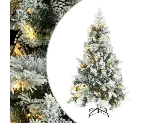 Ziemassvētku Egle Ar Čiekuriem Un Sniegu, 195 Cm, Pvc Un Pe Vidaxl