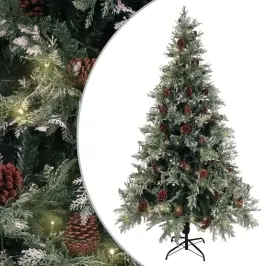 Kalėdų Eglutė Su Kankorėžiais, Žalia/Balta, 195cm Pvc Ir Pe