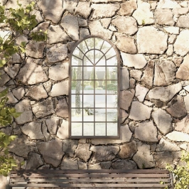 Dārza Spogulis, Smilškrāsa, 90X45 Cm, Dzelzs, Izmantošanai Ārā Vidaxl