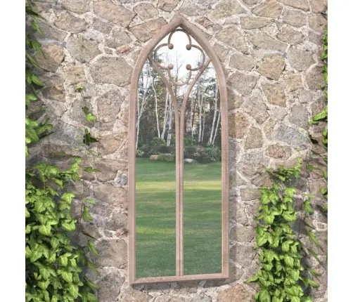 Dārza Spogulis, Smilškrāsa, 100X45 Cm, Dzelzs, Izmantošanai Ārā Vidaxl