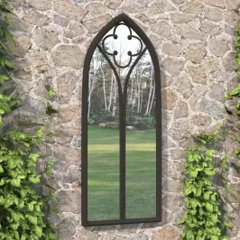 Dārza Spogulis, Melns, 100X45 Cm, Dzelzs, Izmantošanai Ārā Vidaxl