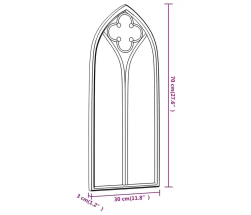 Aiapeegel, Must, 70X30 cm Raud, Õues Kasutamiseks