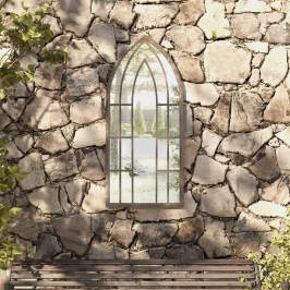 Dārza Spogulis, Smilškrāsa, 100X45 Cm, Dzelzs, Izmantošanai Ārā Vidaxl