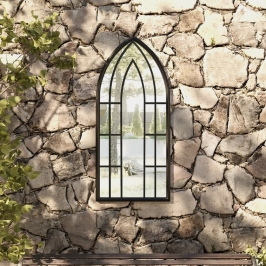 Dārza Spogulis, Melns, 100X45 Cm, Dzelzs, Izmantošanai Ārā Vidaxl
