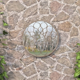 Dārza Spogulis, Smilškrāsa, 60X3 Cm, Dzelzs, Izmantošanai Ārā Vidaxl