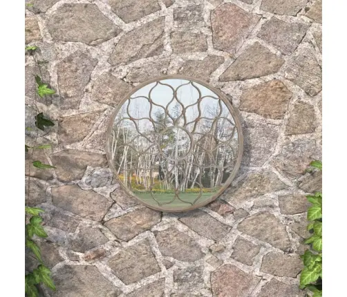 Dārza Spogulis, Smilškrāsa, 60X3 Cm, Dzelzs, Izmantošanai Ārā Vidaxl