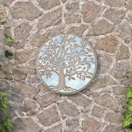 Dārza Spogulis, Smilškrāsa, 40X2,5 Cm, Dzelzs, Izmantošanai Ārā Vidaxl