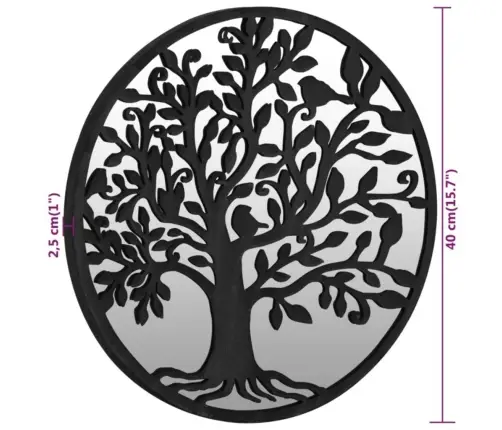 Aiapeegel, Must, 40X2,5 cm Ümmargune, Raud, Õues Kasutamiseks