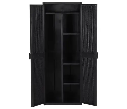 Dārza Uzglabāšanas Skapītis, 65X45X172 Cm, Melna Pp Rotangpalma Vidaxl