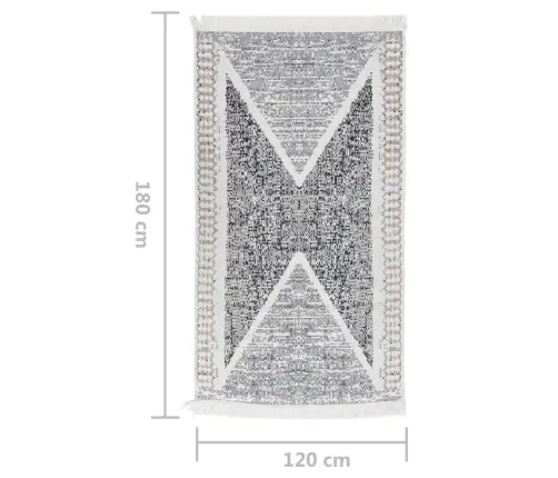 Paklājs, Pelēks Ar Melnu, 120X180 Cm, Kokvilna Vidaxl