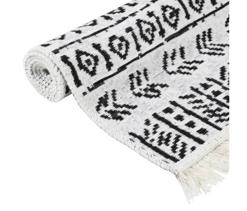 Paklājs, Melns Ar Baltu, 120X180 Cm, Kokvilna Vidaxl