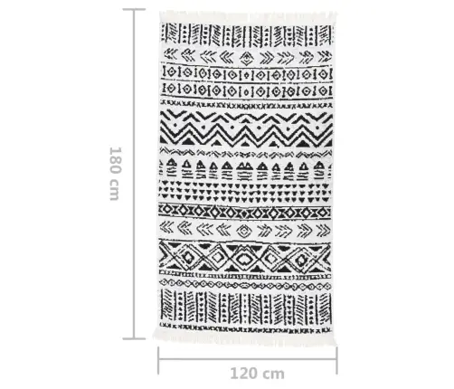 Paklājs, Melns Ar Baltu, 120X180 Cm, Kokvilna Vidaxl