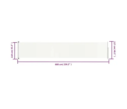 Ištraukiama Šoninė Kiemo Pertvara, Kreminės Spalvos, 117X600Cm