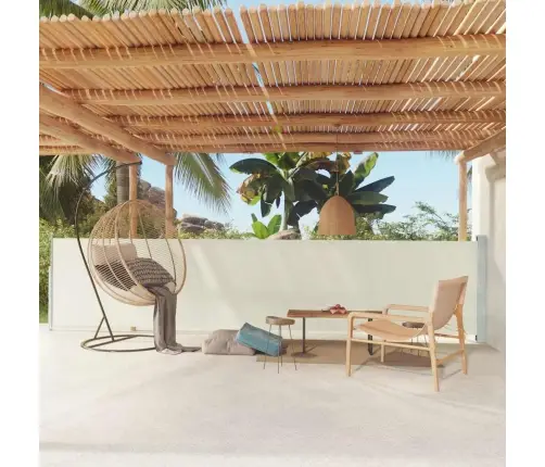 Ištraukiama Šoninė Kiemo Pertvara, Kreminės Spalvos, 117X600Cm