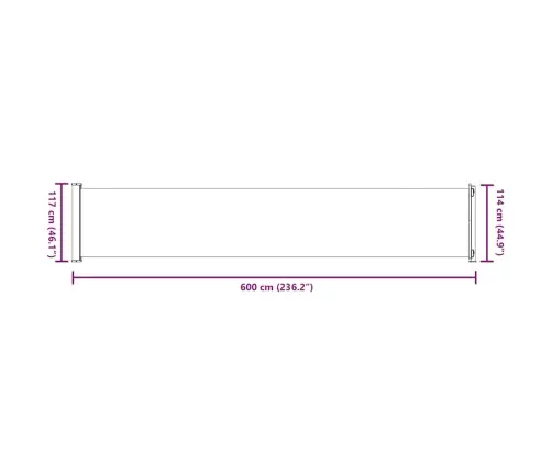 Lahtitõmmatav Terrassi Külgsein, 117 X 600 cm Punane