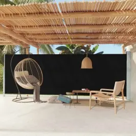 Ištraukiama Šoninė Kiemo Pertvara, Juodos Spalvos, 180X600Cm