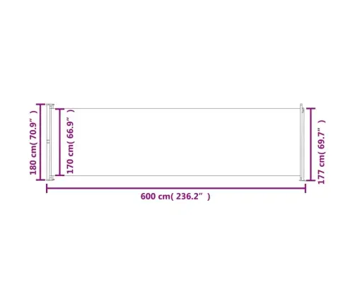 Izvelkams Sānu Aizslietnis, 180X600 Cm, Sarkans Vidaxl