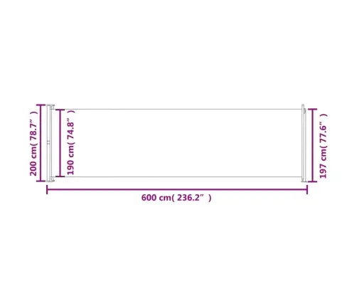 Ištraukiama Šoninė Kiemo Pertvara, Raudonos Spalvos, 200X600Cm