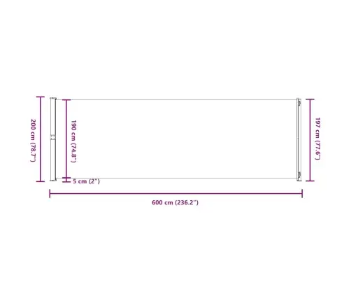 Ištraukiama Šoninė Kiemo Pertvara, Rudos Spalvos, 200X600Cm