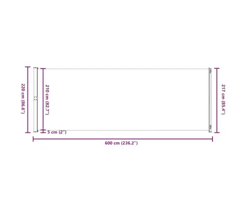 Izvelkams Sānu Aizslietnis, 220X600 Cm, Sarkans Vidaxl