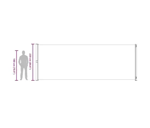 Izvelkams Sānu Aizslietnis, 220X600 Cm, Pelēks Vidaxl
