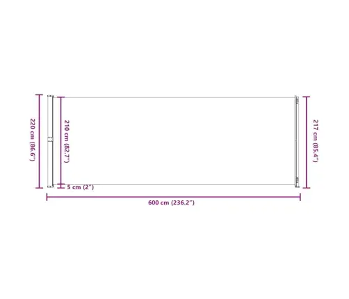 Izvelkams Sānu Aizslietnis, 220X600 Cm, Pelēks Vidaxl