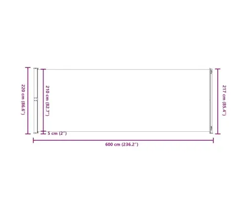 Izvelkams Sānu Aizslietnis, 220X600 Cm, Brūns Vidaxl