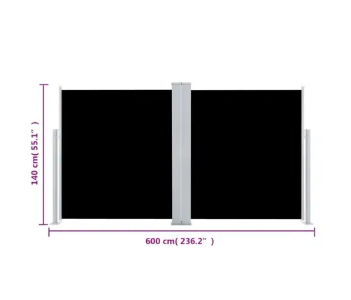 Izvelkama Sānu Markīze, Melna, 140X600 Cm Vidaxl Izvelkama Sānu Markīze, Melna, 140X600 Cm Vidaxl