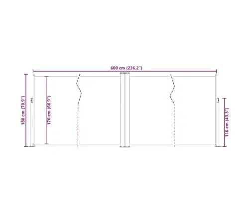 Izvelkams Sānu Aizslietnis, Krēmkrāsa, 180X600 Cm Vidaxl