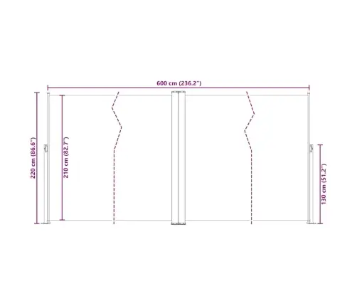 Ištraukiama Šoninė Pertvara, Raudonos Spalvos, 200X600Cm