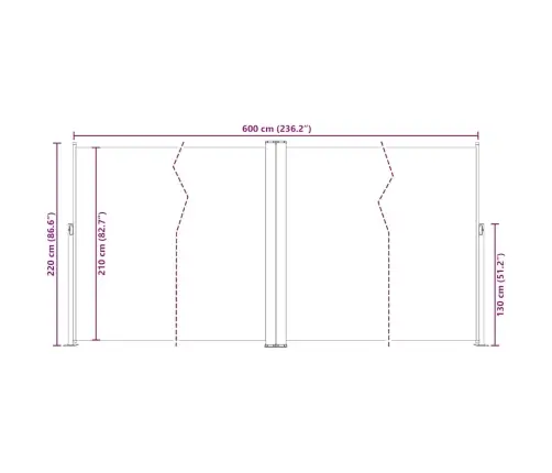 Izvelkama Sānu Markīze, Antracītpelēka, 220X600 Cm Vidaxl