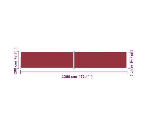Izvelkama Sānu Markīze, Sarkana, 200X1200 Cm Vidaxl