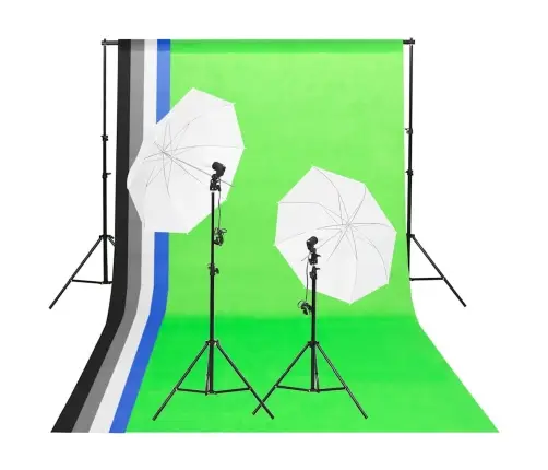 Studijos Apšvietimo Rinkinys Su Fonais Ir Skėčiais