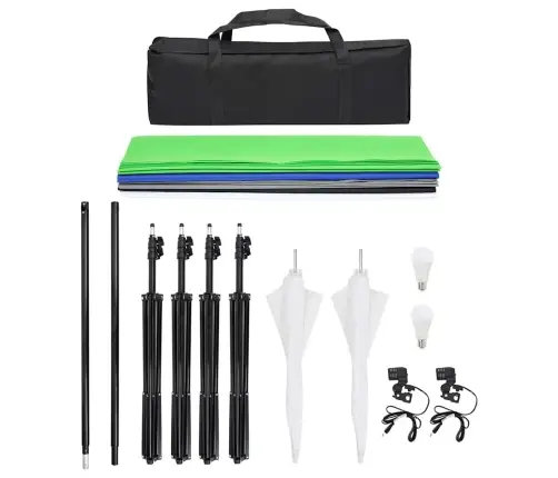 Studijos Apšvietimo Rinkinys Su Fonais Ir Skėčiais