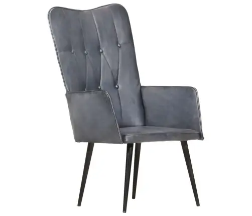 Atpūtas Krēsls, Pelēka Dabīgā Āda Vidaxl