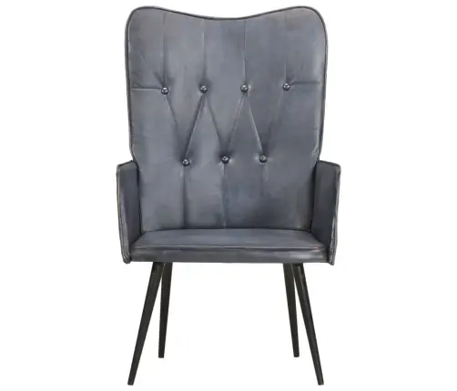 Atpūtas Krēsls, Pelēka Dabīgā Āda Vidaxl