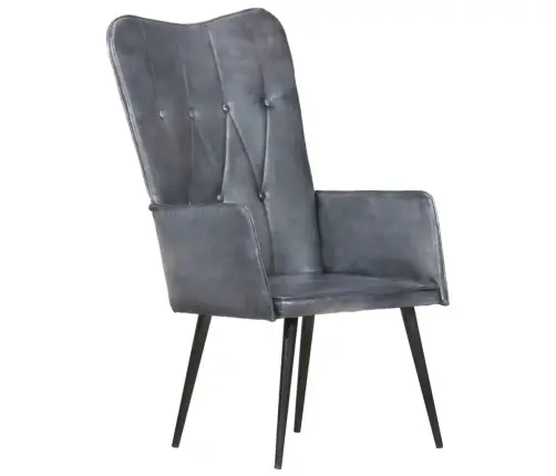 Atpūtas Krēsls, Pelēka Dabīgā Āda Vidaxl